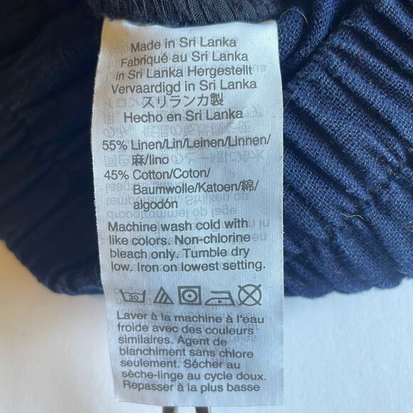 J. CREW 55% Linen 45% Cotton Navy Pull On Pants Tie Belt Side Pockets Wide Leg 2 - Picture 8 of 13